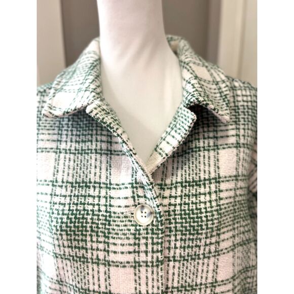 Ott Green & White Plaid Button Front Shacket Jacket – Size M/L - Picture 2 of 13